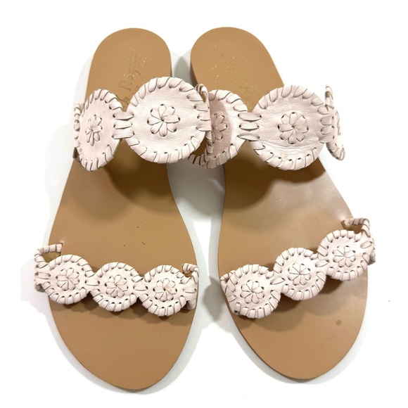 Jack Rogers Lauren Flat Slide Sandals Leather blush pink - Picture 1 of 6